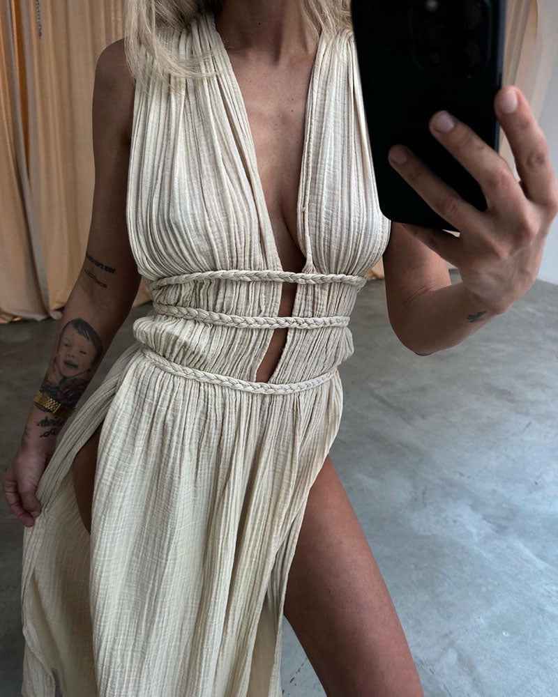 ZOLLA | SLEEVELESS V-NECK DRESS