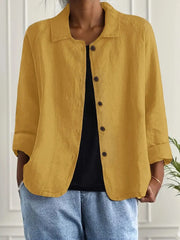 Tesni | Three-Quarter Sleeve Button-Front Shirt Jacket in Pink