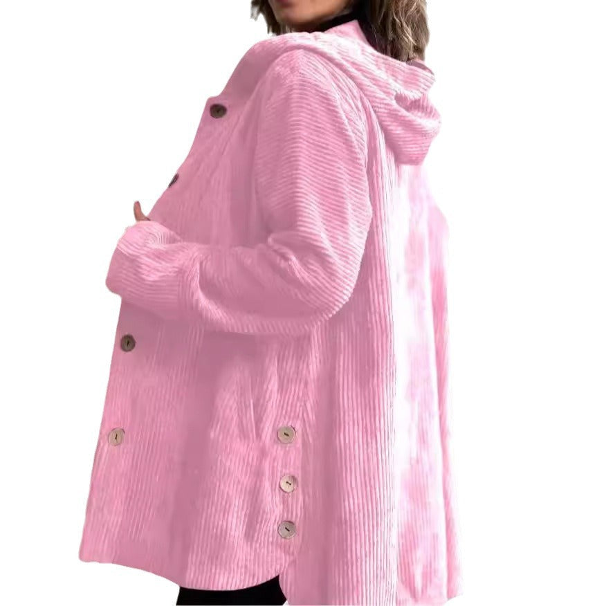 Tressie | Hooded Textured Button Coat