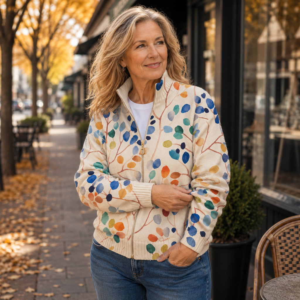MIRELLA | BOTANICAL LEAF ZIP CARDIGAN