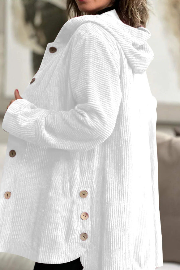 Tressie | Hooded Textured Button Coat