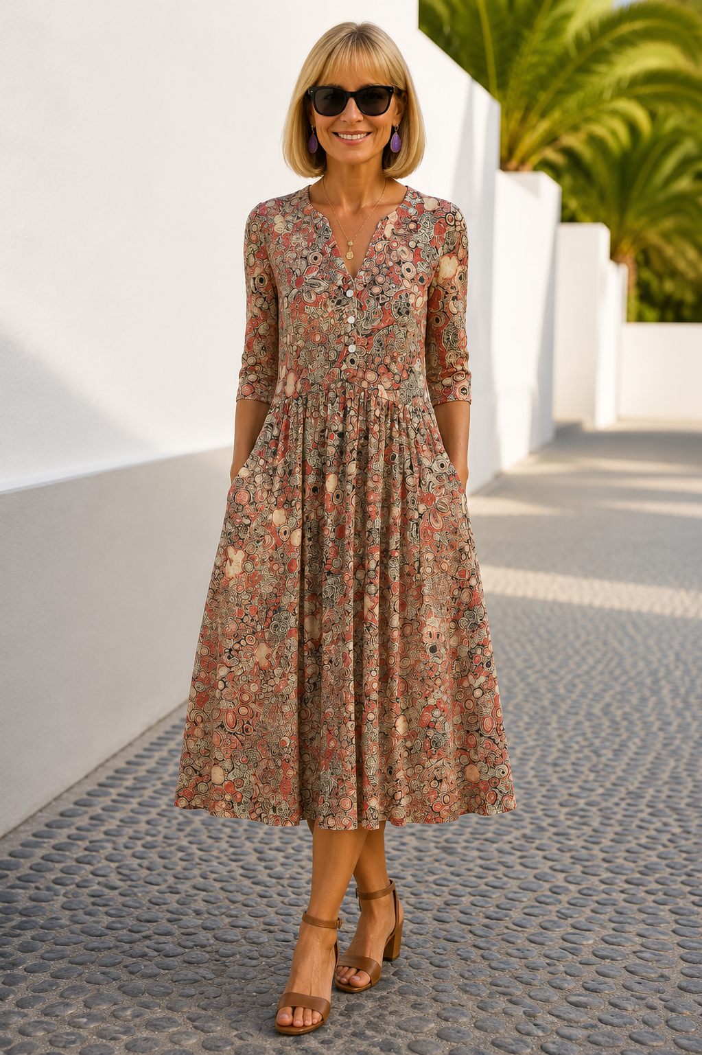 CONSTANCE | V-NECK FLOWING DRESS
