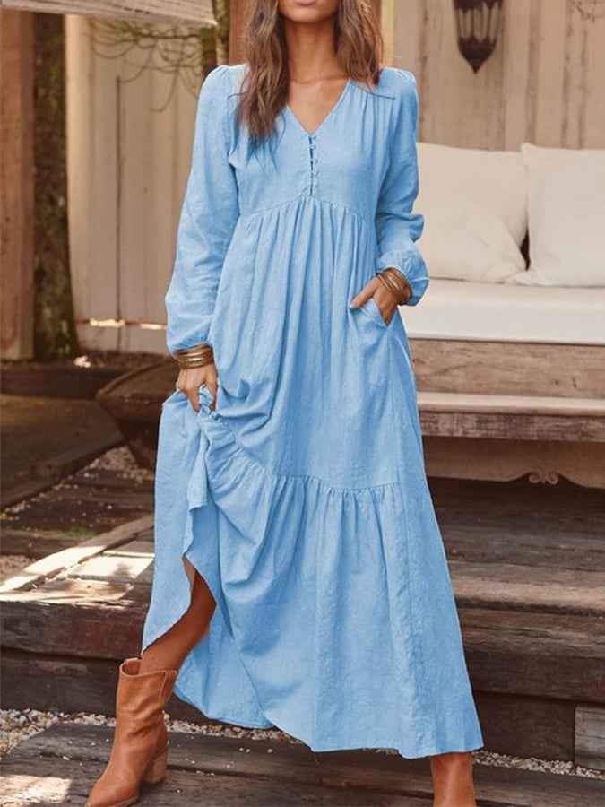 CADENCE | LONG-SLEEVE VINTAGE MAXI DRESS