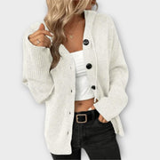 Women's cardigan with a V-shaped neckline, a button front and long sleeves