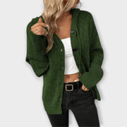 Women's cardigan with a V-shaped neckline, a button front and long sleeves