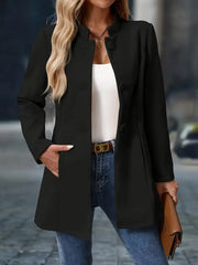 Clodagh | Mid-Length High-Neck Buttoned Winter Coat in Black