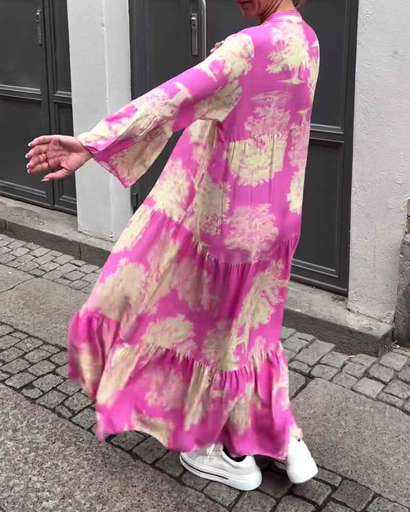 OPHELIA | PRINTED V-NECK DRESS