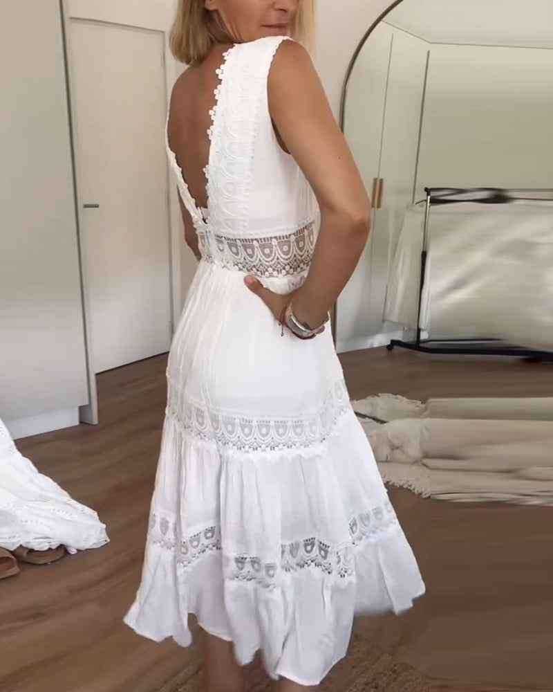 CIRCE | LACE V-NECK DRESS