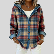 Checked Hooded Shirt Jacket, front view.