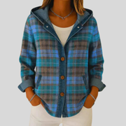 Checked Hooded Shirt Jacket, front view.