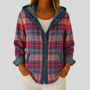 Checked Hooded Shirt Jacket, front view.