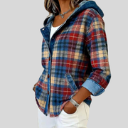 Checked Hooded Shirt Jacket, side view.