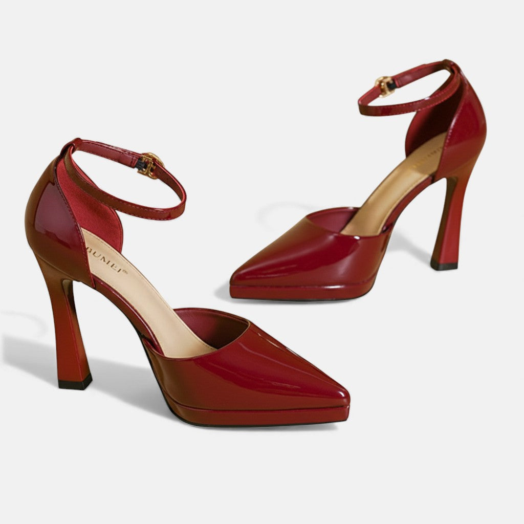 LEREN | LEATHER BLOCK-HEEL HEELS