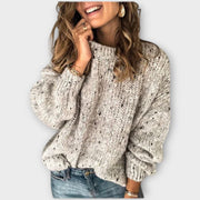 Women's jumper with a speckled pattern, a round neckline and long sleeves