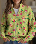AGNESE | PINK & LIME FLORAL ZIP CARDIGAN