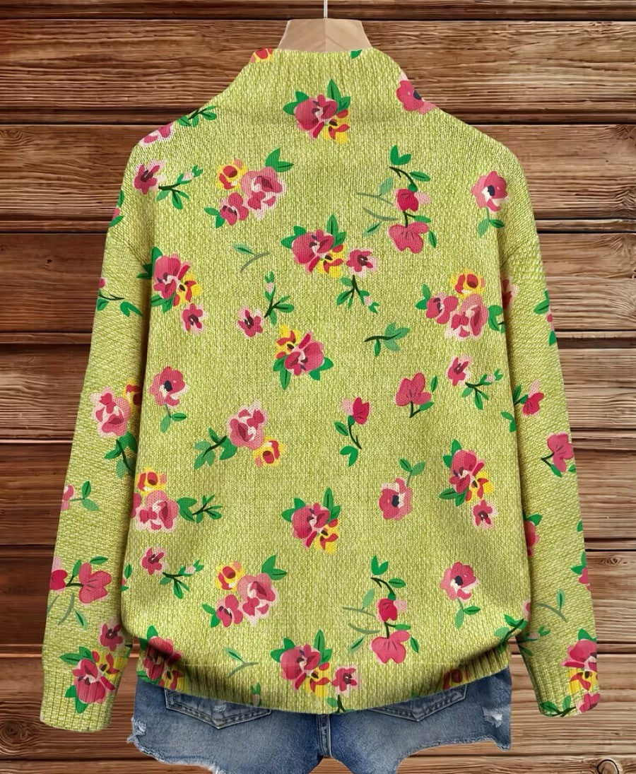 AGNESE | PINK & LIME FLORAL ZIP CARDIGAN