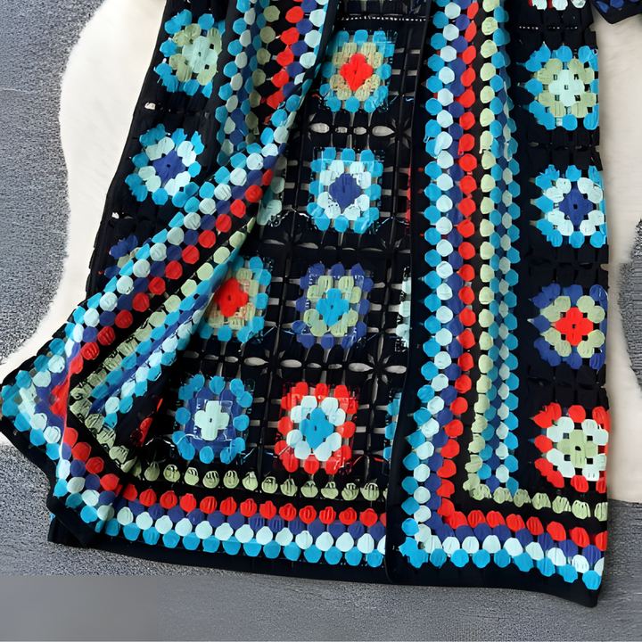 Guillermina | Multicoloured Open-Knit Long Cardigan