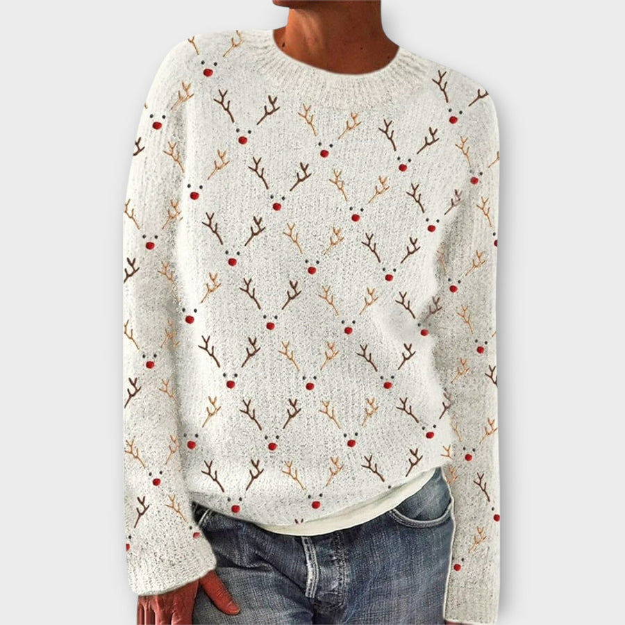 Women's jumper with a branch motif, a round neckline and long sleeves