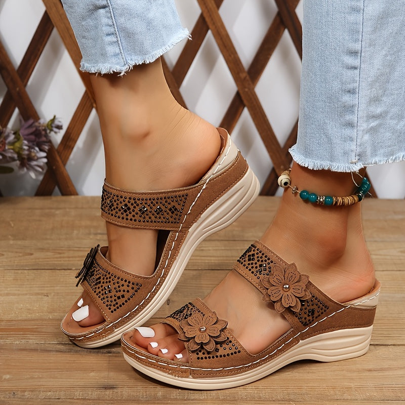 Women's sandals with cut-out detailing, a slingback strap and multiple straps