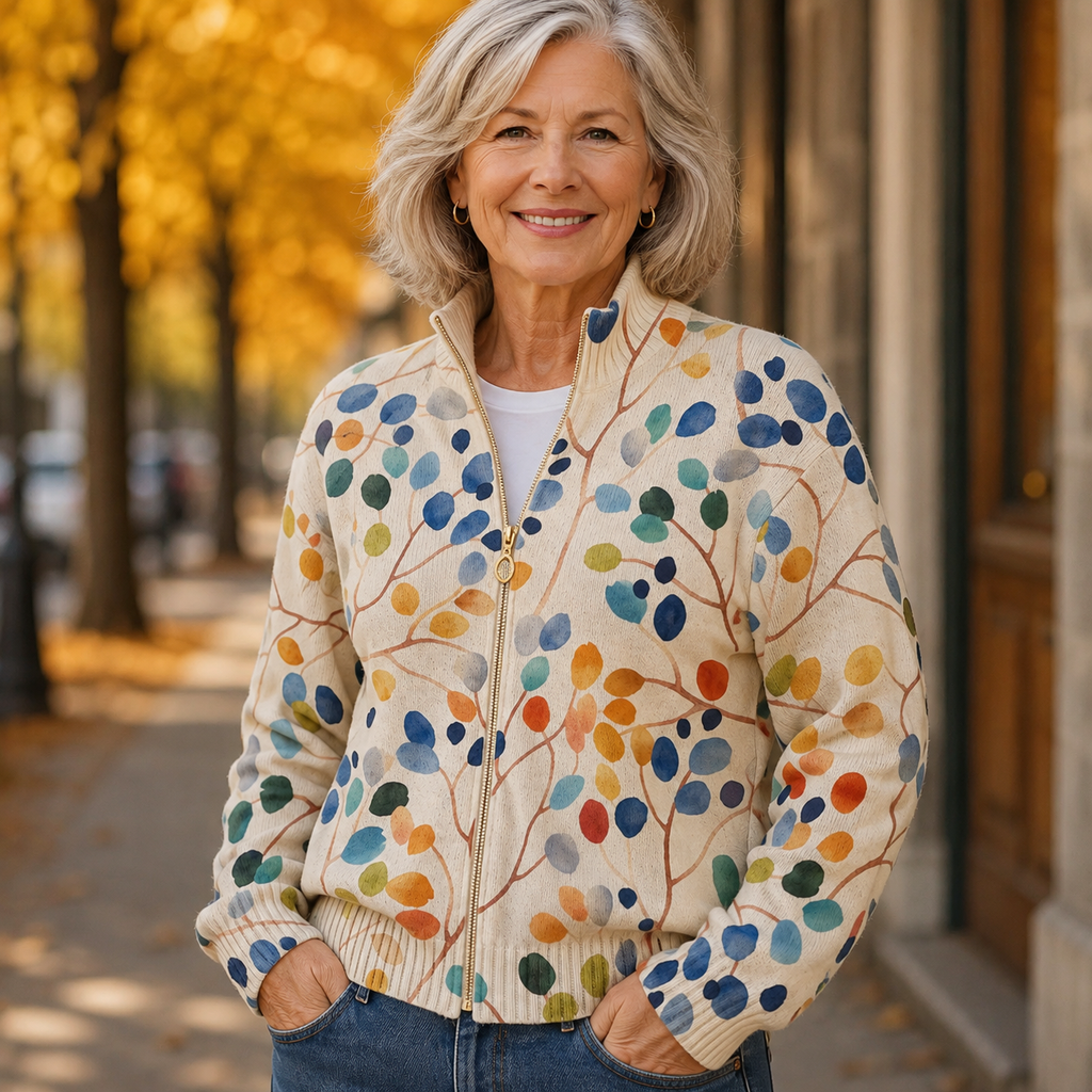 MIRELLA | BOTANICAL LEAF ZIP CARDIGAN