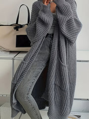 Teddi | Long Ribbed Open Cardigan