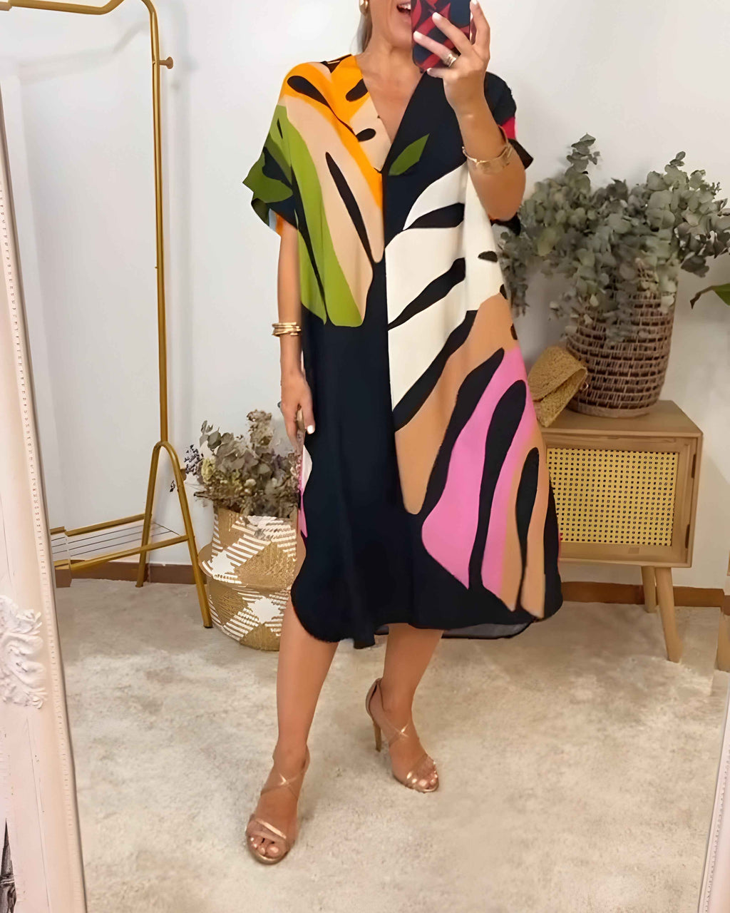 RIANNA | PRINTED SHORT-SLEEVE DRESS