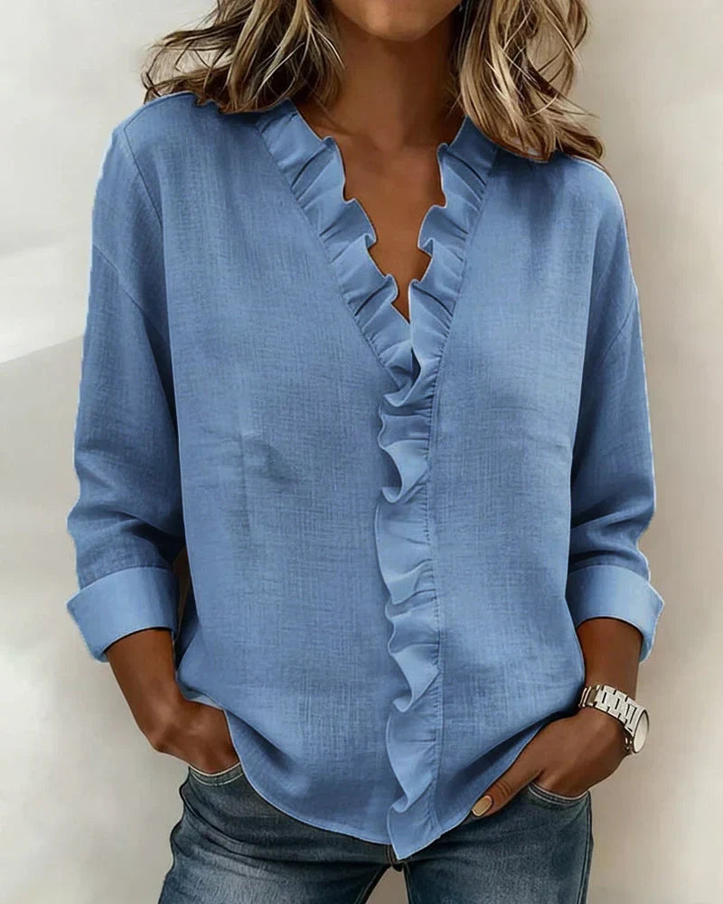 Solveig | Ruffle-Placket Blouse