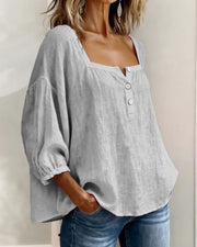 Tenille | Square-Neck Button Blouse