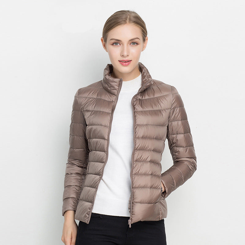 Godiva | Lightweight Waterproof Down Puffer Jacket in Beige