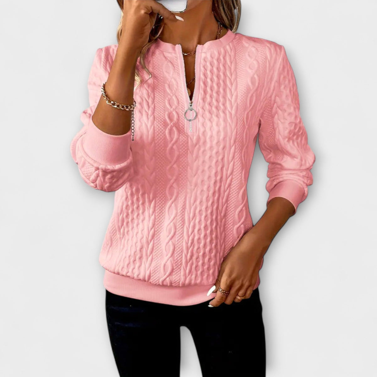 Joy | Elegant White Jumper With Relief Pattern