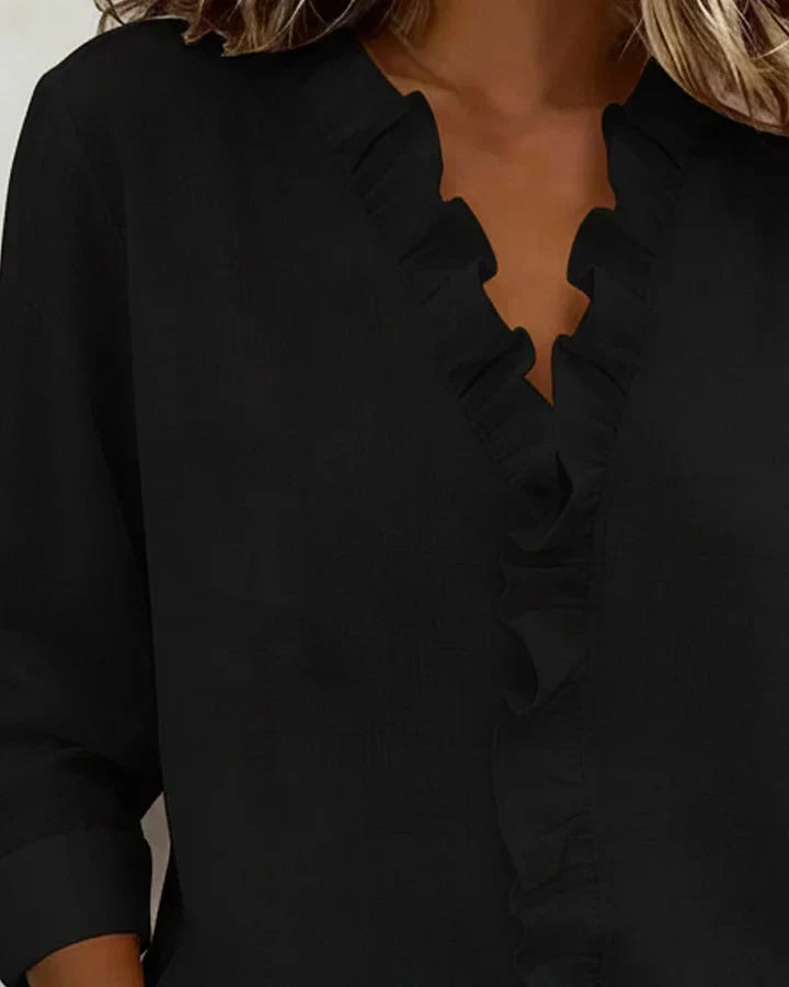 Solveig | Ruffle-Placket Blouse