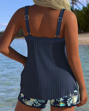 Laluna | Striped Tankini & Beach Shorts Set