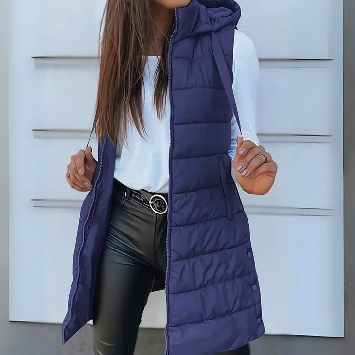 Emogene | Long Quilted Zip Gilet