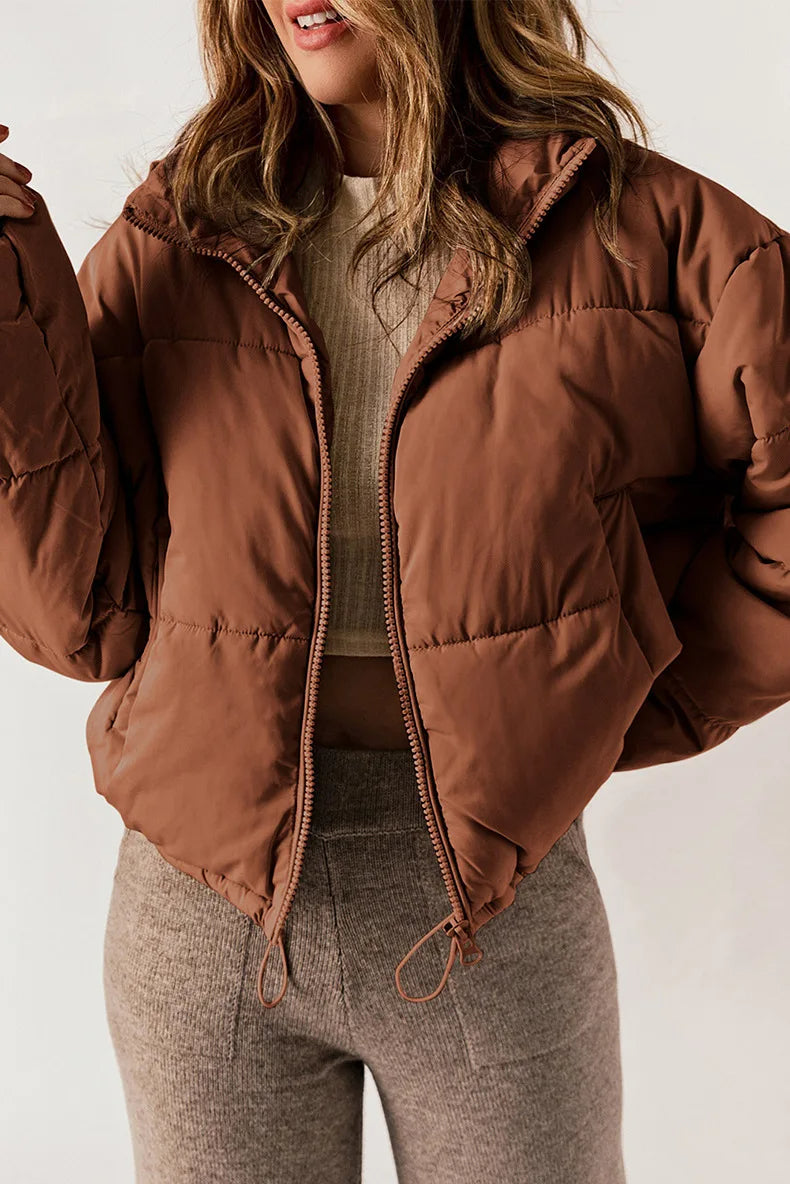 Oleta | Hooded Cropped Zip Jacket