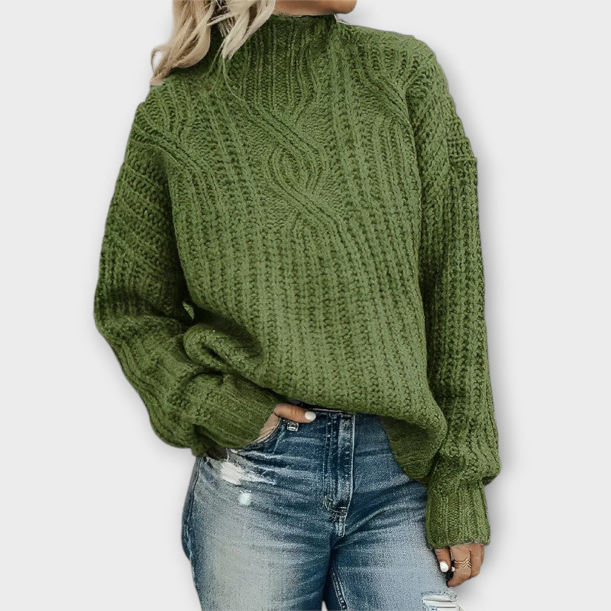 Harper | Black Comfortable Jumper With Cable Pattern