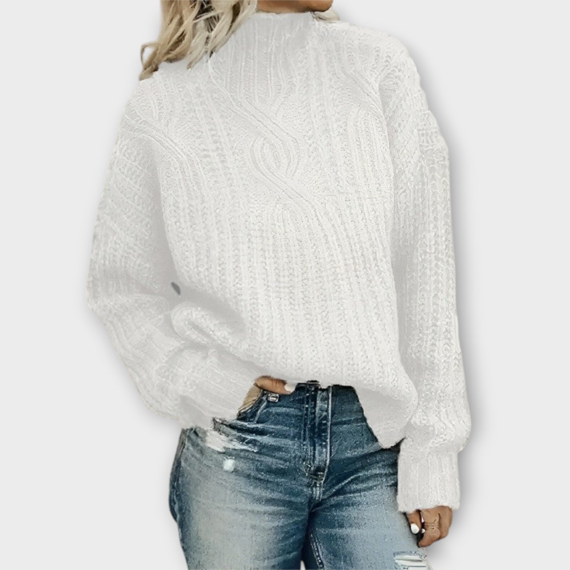 Harper | Black Comfortable Jumper With Cable Pattern