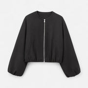 Farrah | Gathered-Hem Zip Jacket