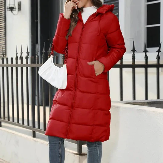 Mya | Long Quilted Hooded Coat
