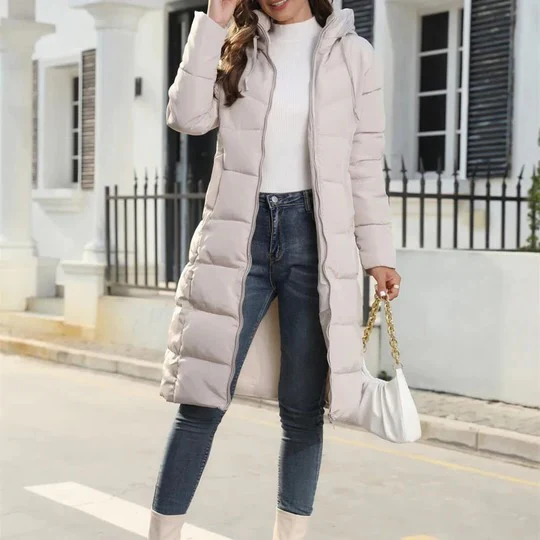 Mya | Long Quilted Hooded Coat