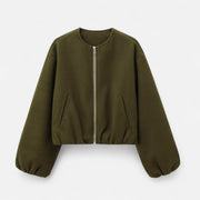 Farrah | Gathered-Hem Zip Jacket