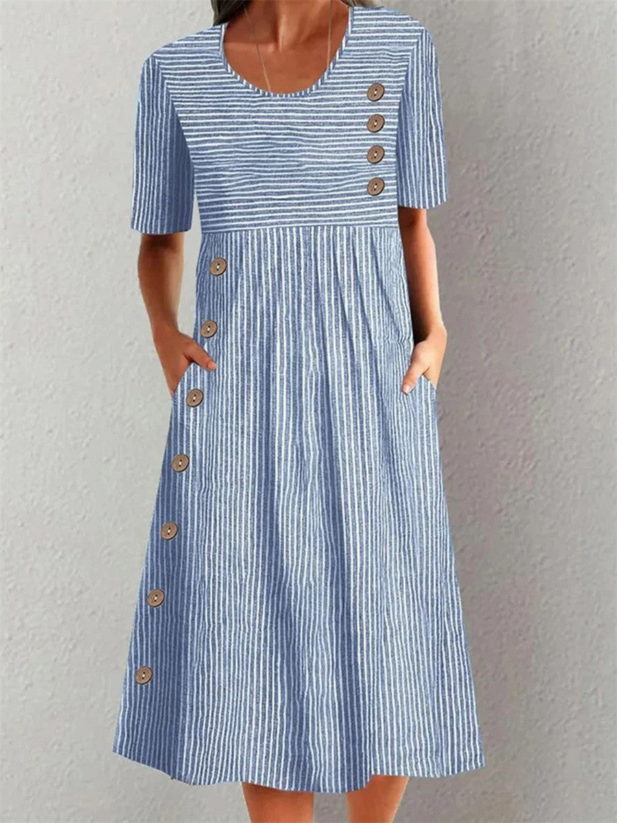 SOFIA | STRIPED MIDI SUMMER DRESS
