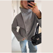 Ceridwen | High-Neck Double-Breasted Wool-Blend Coat