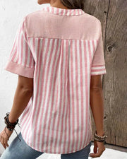 Nneka | Contrast-Stripe Button-Neck Shirt