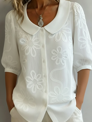 Vanetta | Floral Rounded-Collar Shirt