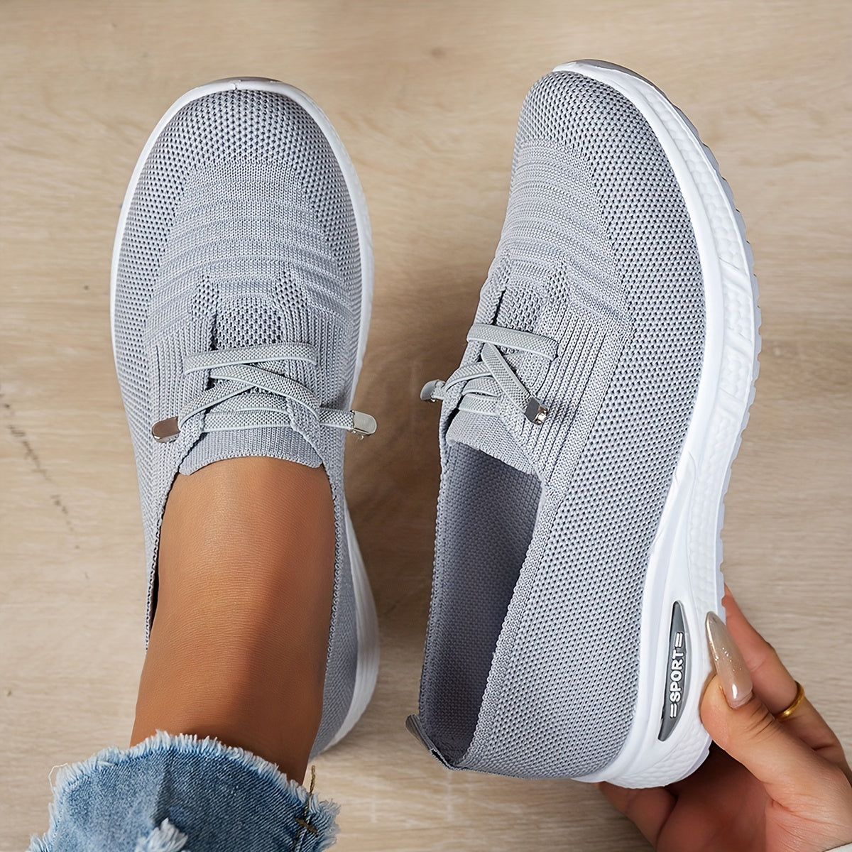 Jacquetta – Orthopaedic Knit Slip-On Trainers