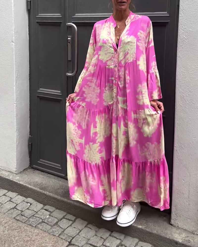 OPHELIA | PRINTED V-NECK DRESS