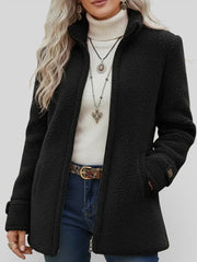 Candis | Stand-Collar Textured Zip Jacket