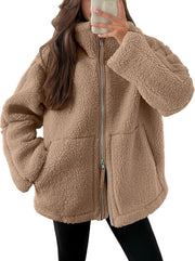 Denisha | Stand-Collar Textured Zip Jacket