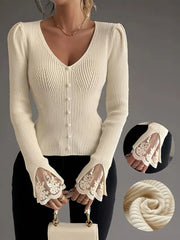 Yehudis | Lace-Cuff Button Cardigan