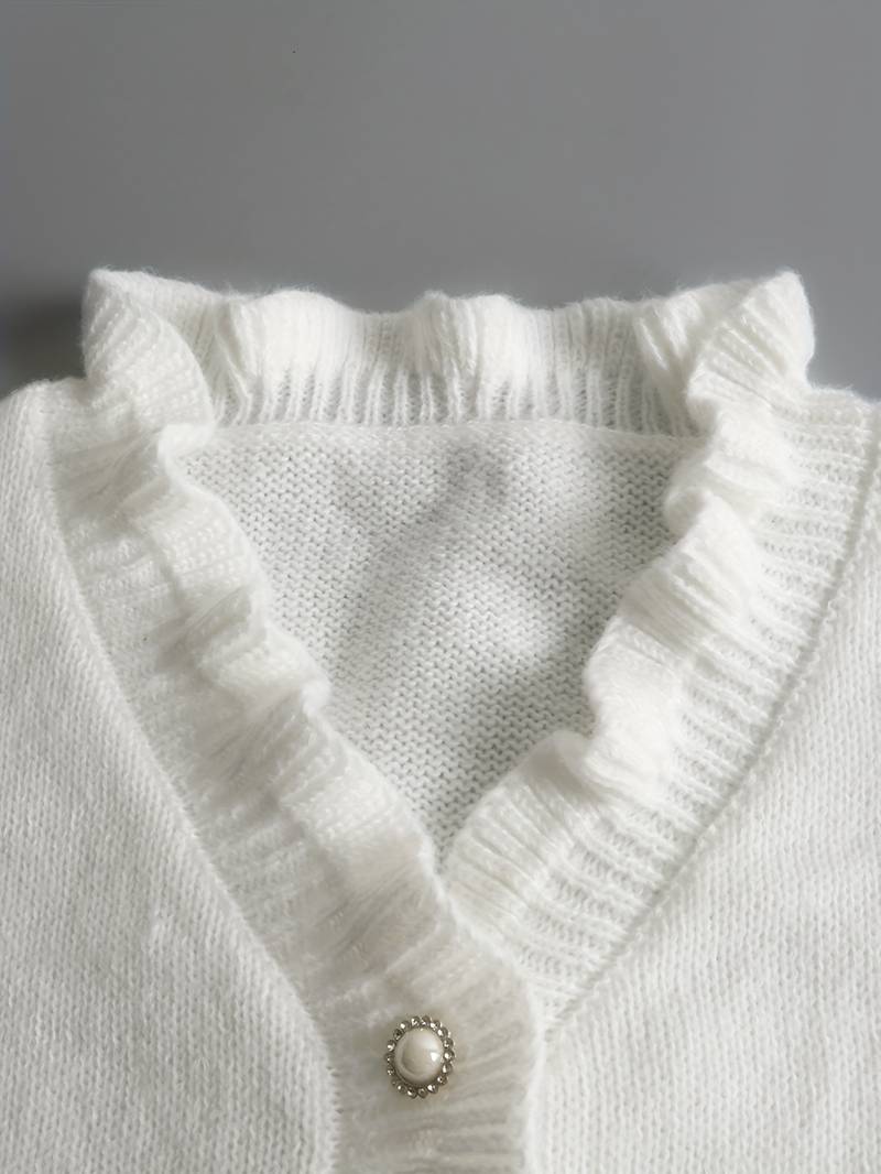 Lajuana | Ruffle-Trim Button Cardigan